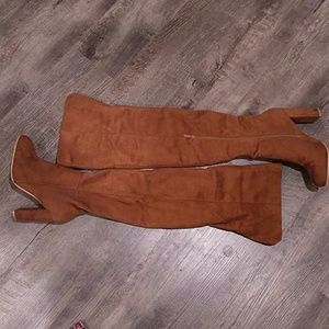 Brown thigh high boot